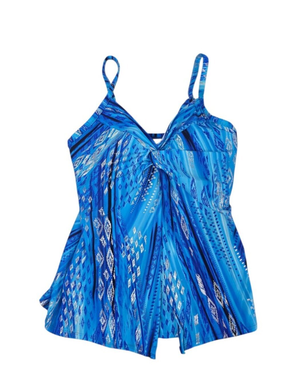 Miraclesuit Love Knot Tankini Top in Atlantis, Blue, Underwired, Size 10 DD